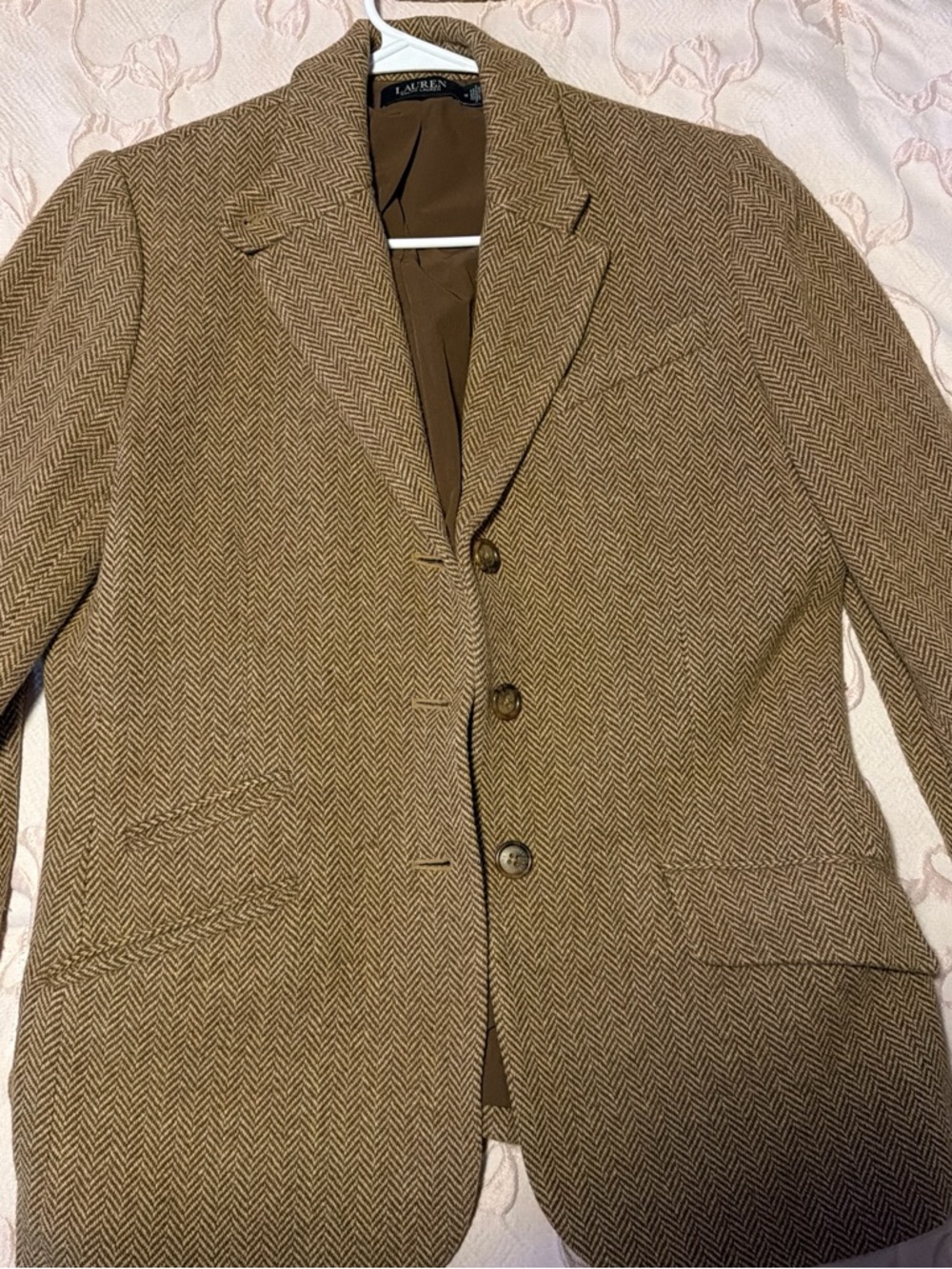 Lauren Ralph Lauren Brown Herringbone Women Blazer